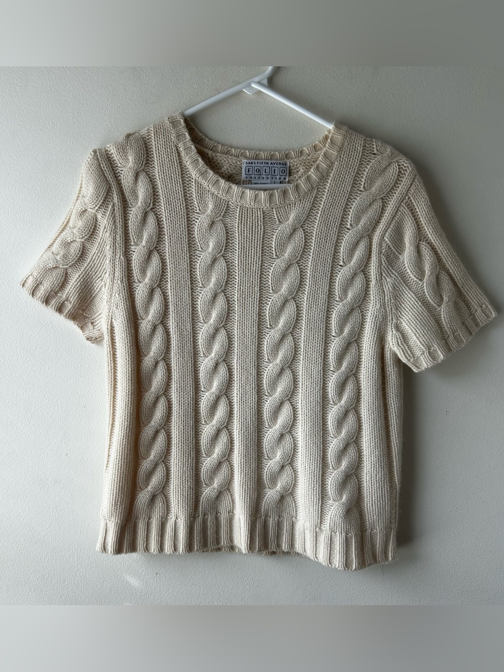 Vintage Luxury Saks Fifth Avenue Folio Collection Cashmere Cableknit Sweater L
